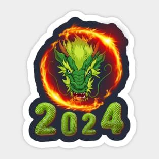 Fiery Green Dragon Sticker